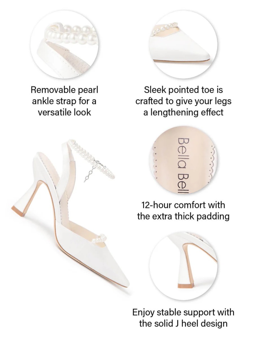 *NEW* Bella Belle Cecilia Ivory Pearl Slingback Bridal Heels 7.5 USA - Picture 12 of 13